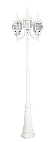Designers Fountain 3-Light Riviera Outdoor Post Lantern, 84.5 Inch Exterior Lighting Fixture, White, 1923-WH