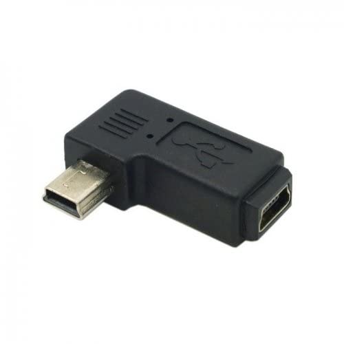 cablecc 2pcs 90 Degree Left & Right Angled Mini USB 5 Pin Male to Female Extension Adapter