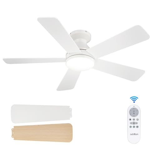 addlon 42 Inch White Low Profile Ceiling Fans with Lights and Remote