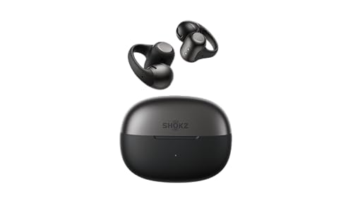 SHOKZ OpenDots 2 Open-Ear Clip-On Earbuds, Black, Dolby Audio, 3 Mics