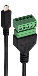 zdyCGTime Micro USB Screw Terminal Block Connector Cable Micro USB 2.0 Male Plug to 5 Pin/Way Female Bolt Screw with Shield terminals Pluggable Type