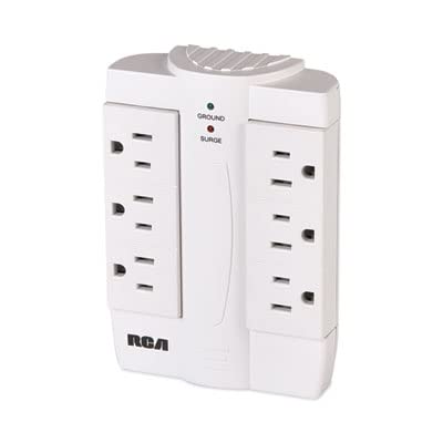 RCA PSWTS6F Wall Tap Surge Protector with 6 Swivel Outlets,White