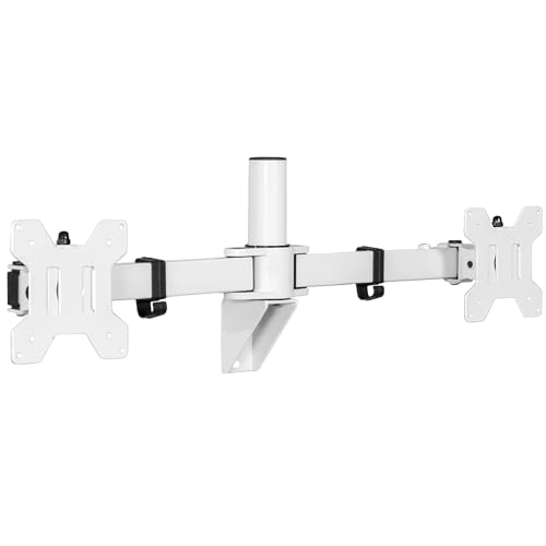 VIVO Premium Dual 21 to 32 inch LCD LED Monitor Wall Mount, Heavy Duty Telescoping Arms, Flush Wall Setup, Fits 2 Screens, White, MOUNT-TS32W