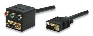 Manhattan, S-VGA (15-pin) Male to S-VGA (15-Pin) Female and Component (3-RCA) Female Video Splitter