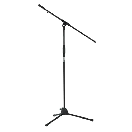 Rok-It Standard Fixed Boom Arm Microphone Stand with Height Adjustable Tripod Base, 40" to 67" (RI-MICTP-FBM)