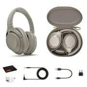 Sony WH-1000XM4 Wireless Noise Canceling Overhead Headphones with Mic for Phone-Call, Voice Control, Silver, with USB Wall Adapter and Microfiber…