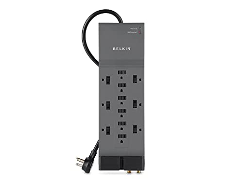 Surge Protector, 3940 Joules, 12 Outlets, 8', Gray