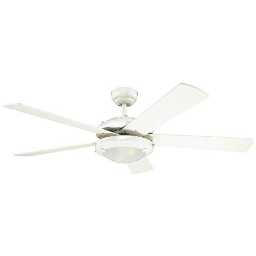 Ciata Lighting 52-inch White Ceiling Fan for Bedroom with Light Fixture in Frosted Glass with Reversible White/White Washed Blades