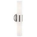 Aqueous - 2-Light Wall Sconce - Brushed Steel Finish - Opal Glass Shade