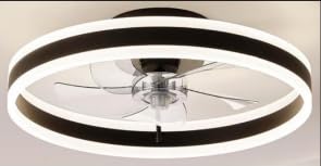 GarveeHome 20 Inch Fandelier Caged Ceiling Fans with Lights and Remote, 10%-100% Dimmable, Rustic Bladeless Ceiling Fan, Small Farmhouse Fan Lights