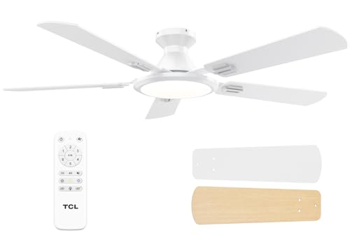 TCL 52" White Low Profile Ceiling Fan with Light & Remote