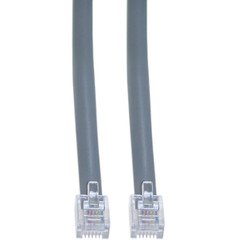 QualConnect Telephone Cord (Voice), RJ11, 6P / 4C, Silver Satin, Reverse, 1 ft