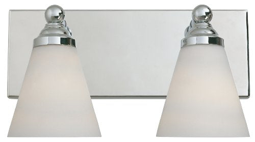 Designers Fountain 2-Lights Hudson Vanity Light Fixture, 13.7 Inch Wall Mount Sconce for Bathroom, Bedroom or Mirror, Chrome, 6492-CH