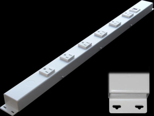 24” Hardwired Power Strip (NO Power Cord), 6 Horizontal Outlets (NOT Tamper Resistant), with Ears (with mounting tabs on Both Ends), 15A (NOT a 20 Amp