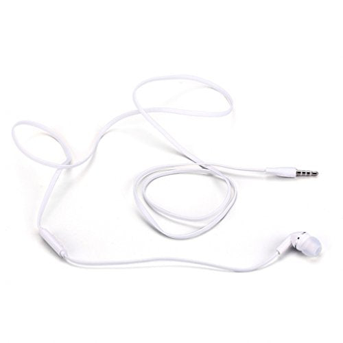 Premium Sound Flat Wired White Hands-Free Mono Headset Single Earphone Earbud w Mic for Verizon LG G3 - Verizon LG G4 - Verizon LG G5 - Verizon LG…