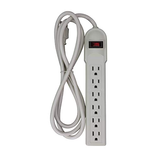 6 AC Outlet 6 Foot 14/3 AWG Long Power Cord Strip Electrical Wall Plug Socket Surge Protector Switch Adapter
