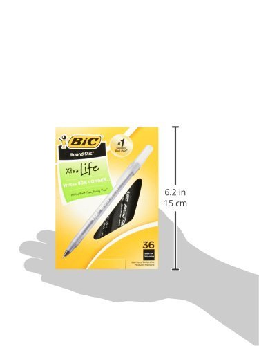BIC Round Stic Xtra Life Ballpoint Pen, Ultra Long Lasting and Consistent Performance, 144-Count in Black Ink