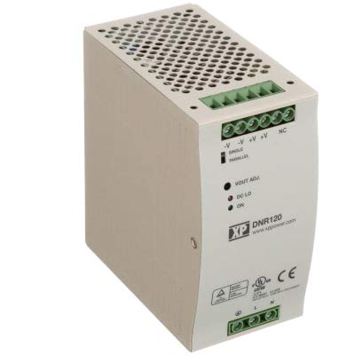 XP POWER DNR120AS12-I DIN Rail Power Supply 120W 12V 10A 90-132/180-264VAC in; Enclosed, Adj Vout