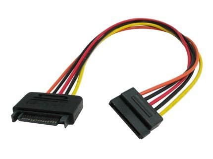 12" SATA 15-Pin Male to Female Power Extension Cable