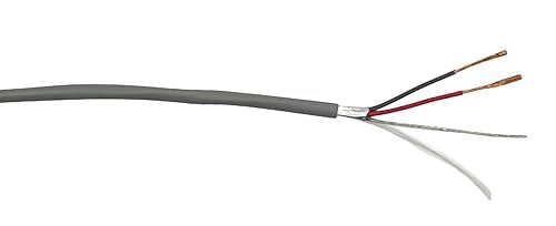 West Penn Wire 25291BGY 22 AWG 2 Conductor Stranded Shielded Plenum Cable Gray CL3P for Security/Alarm/Access Control/Sound (100 ft Roll)
