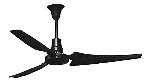 VES 56" Moisture Resistant Industrial AC Ceiling Fan, Matte Black, 18 inch downrod, Forward/Reverse