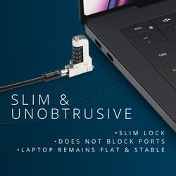 Kensington PortLock Combination Laptop Lock for USB-C Slots, 6ft Carbon Steel Security Cable, Resettable 4-Digit Code, for Laptops, Chromebooks