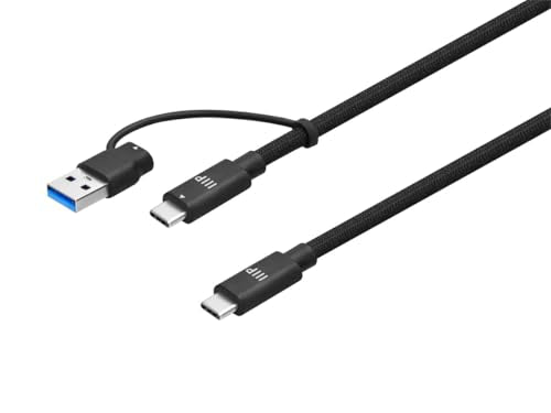 Monoprice USB4 20Gbps 2-in-1 Cable - 240W EPR 4K60Hz Braided Ultra High-Speed 6ft Black