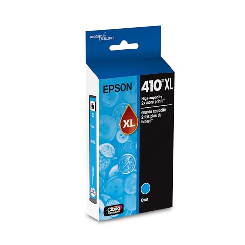 EPSON 410 Claria Premium Ink High Capacity Cyan Cartridge (T410XL220-S) Works with Expression XP-530, 630, 640, 7100, 830