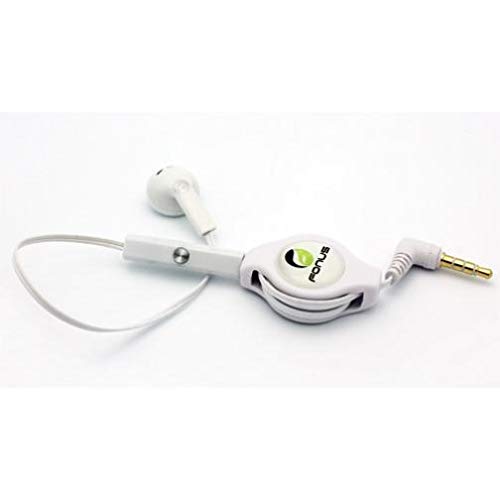 Retractable Mono Earphone Headphone 3.5mm w Mic Headset for Moto E LTE, Handsfree Earbud Earpiece Microphone Compatible with Motorola Moto E LTE