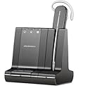 Plantronics Savi W745 Earset: Wireless Headset with Noise-Canceling Microphone for Desk Phone, Mobile, and Computer (Renewed)