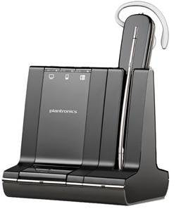 Plantronics Savi W745 Earset: Wireless Headset with Noise-Canceling Microphone for Desk Phone, Mobile, and Computer (Renewed)