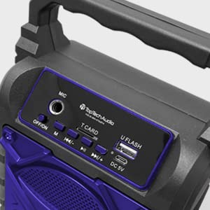 Top Tech Audio Jet-4 400W Bluetooth Speaker, 4" Woofer, Louder Volume, Crystal Clear Stereo, Rich Bass, 100ft Wireless Range, Mic Input, Portable