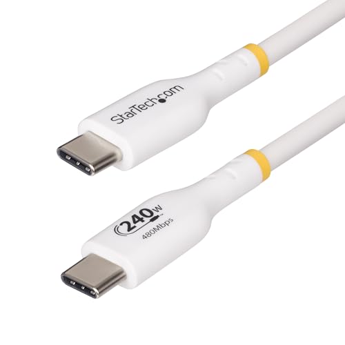 StarTech.com 13ft White USB-C Charging Cable, USB-IF Certified USB C Cable, 240W PD, USB 2.0 Type-C Laptop Charger Cord, M/M