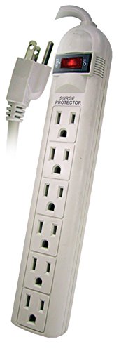 POWTECH UL Listed 6 Outlet Surge Protector Heavy Duty Home/Office Power Strip, 14 AWG Cord, 125V, 15AMPS, 1875 Watt, 2-Ft Power Cord