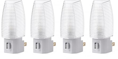 Projectpak Plug in Night Light with Manual On/Off Switch for Hallway, Kid’s Bedroom, Stairways - Includes 4W Incandescent Bulb | 4 Pack