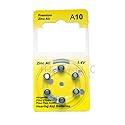 Hillflower 6 Pieces A10 Size 10 10A PR70 Card 1.45V Heavy Duty Long Duration Hearing Aid Zinc Air Battery