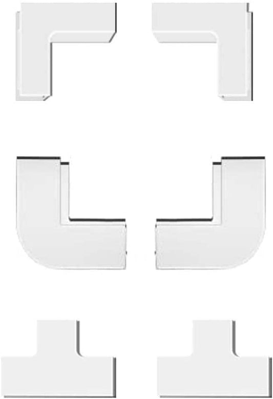Cable Management Connector Accessory Pack for Delamu Cord Hider Cable Hider CC01/CC01-15/CC10-2, 2 Inside Elbows, 2 Outside Elbows, 2 T Connectors