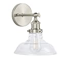 Linea di Liara Lucera Farmhouse Brushed Nickel Wall Sconce Wall Lighting Fixture Vanity Wall Sconce Lights Bathroom Sconces Wall Lights for Hallway