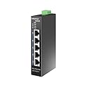 STEAMEMO 5-Port Industrial Ethernet Switch | DIN-Rail Mount | 100Mbps Ports + 1Gbps Switching | -40°C to 70°C Operation | Rugged Metal Housing |