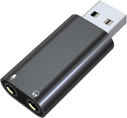 pastall ???????????????? USB to 3.5mm Jack Audio Adapter, USB A to Aux Adapter External Stereo Sound Card, USB to Headphone Jack Adapter