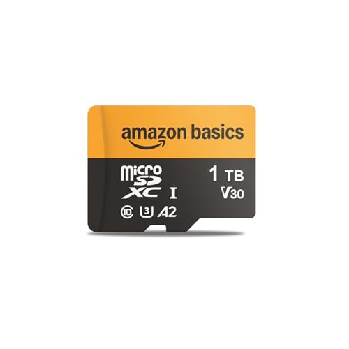 Amazon Basics 1TB microSDXC Card with Adapter for Smartphones, Full HD, Tablets, Drones, Action Cameras, Read Speed Up to 200MB/s, 1-Pack
