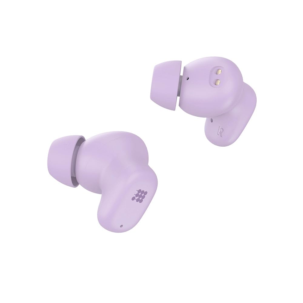 Cubitt Power Buds Wireless Earbuds with ANC & Transparency Mode - Bluetooth 6.0, Low Latency, Touch Controls, 500mAh Case - Light Lilac