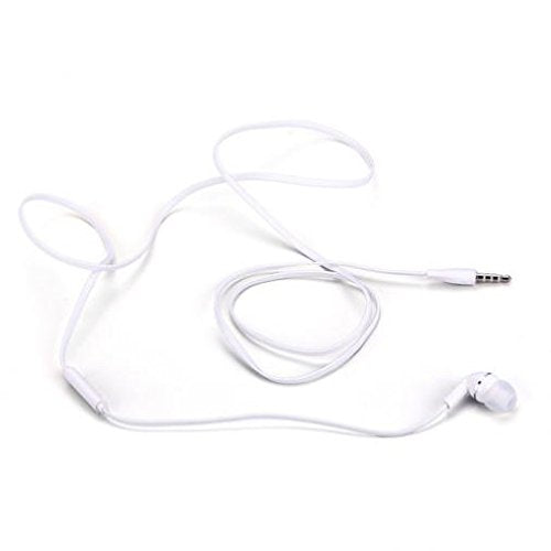 Premium Flat Wired Headset Mono Handsfree Earphone Mic Single Earbud Headphone Earpiece in-Ear [3.5mm] White for iPod Nano 5th, 7th Gen - iPod Touch…