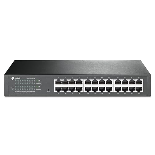 TP-Link 24 Port Gigabit Switch Easy Smart Managed Plug & Play Desktop/Rackmount Sturdy Metal w/ Shielded Ports Support QoS, Vlan, IGMP & LAG