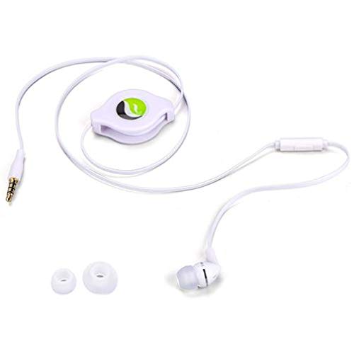 Retractable Mono Earphone Headphone 3.5mm w Mic Headset for Moto e6 Phone, Handsfree Earbud Earpiece Microphone Compatible with Motorola Moto e6