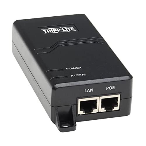 Tripp Lite 1-Port Gigabit PoE+ Midspan Active Injector 30W Power Over Ethernet, IEEE 802.3at/802.3af, International Plug Adapter for North America