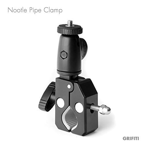 GRIFITI Nootle Heavy Duty Bike Bar Clamp Full Metal Construction 1/4 20 Threaded for Camera & Phone Mounts Pole Stands Any Pipe Bar 1.5 in Handlebar