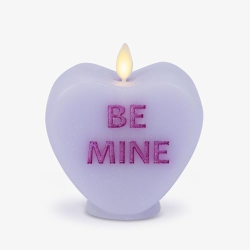 Luminara Candy Heart Be Mine Gentle Lavender Candle- Flameless Real-Flame Romantic Battery Operated LED Decor- Valentine's Day Collection- 3.5" x 4.5"