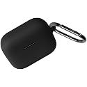 Geiomoo Silicone Cover for Anker Soundcore AeroClip Case, Soft Flexible Scratch Resistant Protective with Carabiner (Black)