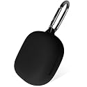 Geiomoo Silicone Case for SHOKZ OpenFit 2, Soft Flexible Scratch Resistant Protective Cover with Carabiner (Black)